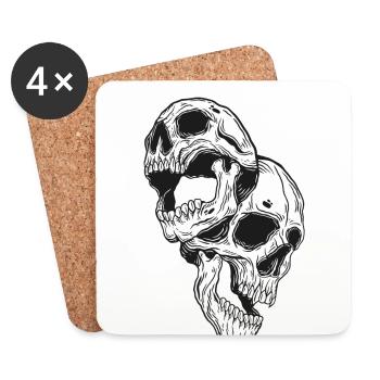 Schädel Skull Horror Skelett Halloween Metall - Untersetzer (4er-Set) - Weiß - Vorne