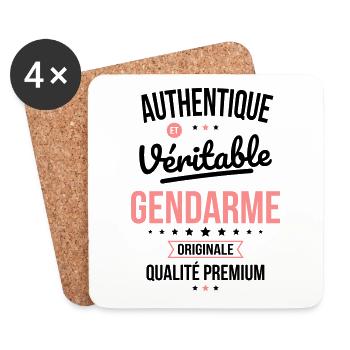 Authentique et véritable gendarme - Originale - Dessous de verre (lot de 4) - blanc - Devant