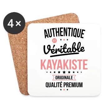 Authentique et véritable kayakiste - Originale - Dessous de verre (lot de 4) - blanc - Devant