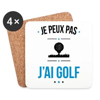 Je peux pas j'ai golf - Cadeau humour - Dessous de verre (lot de 4) - blanc - Devant