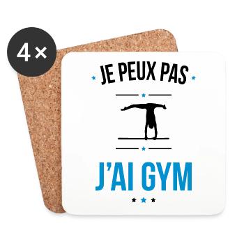 Je peux pas j'ai gym - Cadeau humour - Dessous de verre (lot de 4) - blanc - Devant
