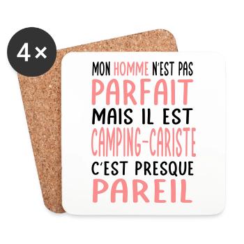 Mon homme pas parfait mais il est camping-cariste - Dessous de verre (lot de 4) - blanc - Devant