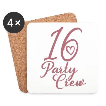 16 Party Crew 16th Birthday Party 16 Years Old - Coasters (set of 4) - white - Front