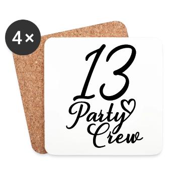 13 Party Crew 13th Birthday Party 13 Years Old - Coasters (set of 4) - white - Front