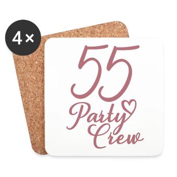 55 Party Crew 55th Birthday Party 55 ans - Dessous de verre (lot de 4) - blanc - Devant
