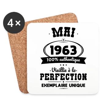 Anniversaire 60 ans - Mai 1963 Perfection - Dessous de verre (lot de 4) - blanc - Devant
