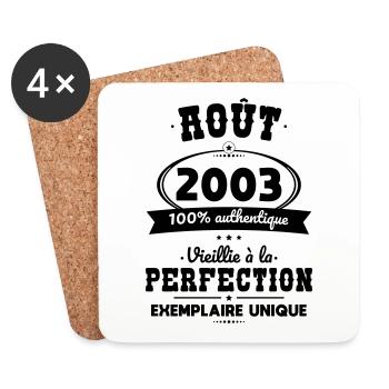 Anniversaire 20 ans - Août 2003 Perfection - Dessous de verre (lot de 4) - blanc - Devant