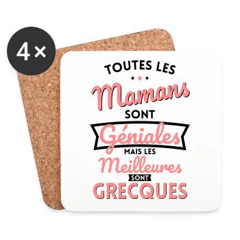 Mamans géniales les meilleures sont Grecques - Dessous de verre (lot de 4) - blanc - Devant