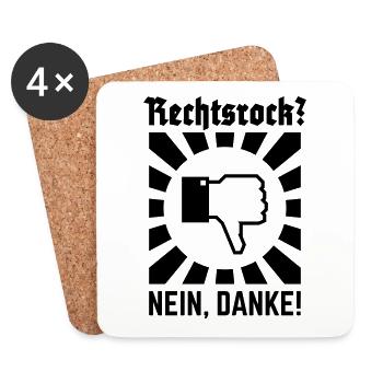 Rechtsrock? Nein, Danke! (Strahlen / Black) - Untersetzer (4er-Set) - Weiß - Vorne