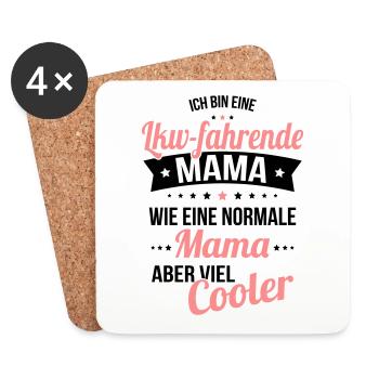 Lkw-fahrende Mama wie normale Mama viel cooler - Untersetzer (4er-Set) - Weiß - Vorne