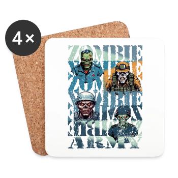 Armée de zombies - Dessous de verre (lot de 4) - blanc - Devant