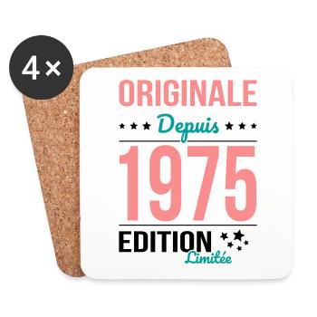 Anniversaire 50 ans - Originale depuis 1975 - Dessous de verre (lot de 4) - blanc - Devant