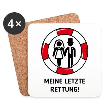 Meine Letzte Rettung! (Hochzeit / Brautpaar / POS) - Untersetzer (4er-Set) - Weiß - Vorne