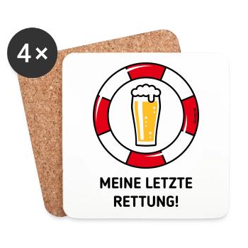 Meine Letzte Rettung! (Bier / Willibecher / POS) - Untersetzer (4er-Set) - Weiß - Vorne