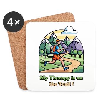 My Therapy is on the Trail ! - Coasters (set of 4) - white - Front