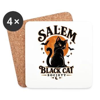 Chat noir Salem Halloween — Black Cat Society - Untersetzer (4er-Set) - Weiß - Vorne