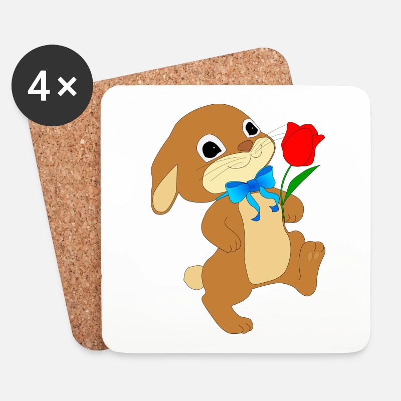 Hase - Untersetzer (4er-Set) - Weiß