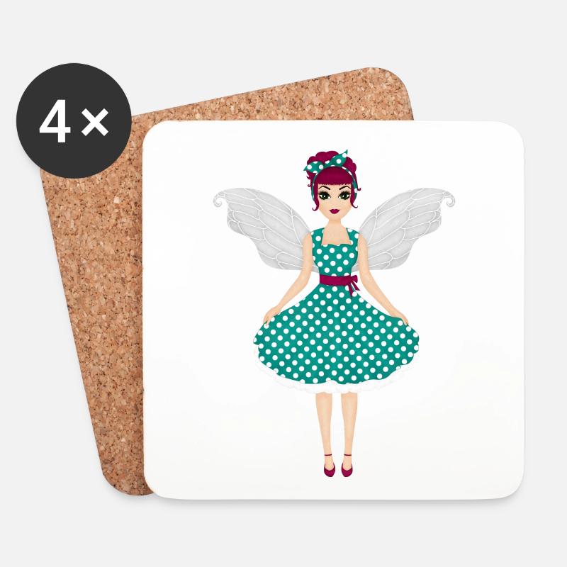 Rockabilly Fee - Untersetzer (4er-Set) - Weiß