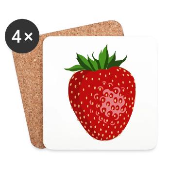 fraise - Dessous de verre (lot de 4) - blanc - Devant