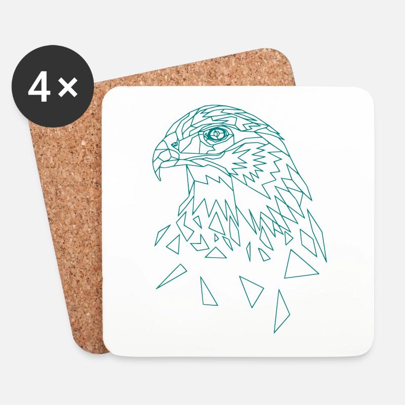 Adler geometrisch Adlerkopf Tier - Untersetzer (4er-Set) - Weiß