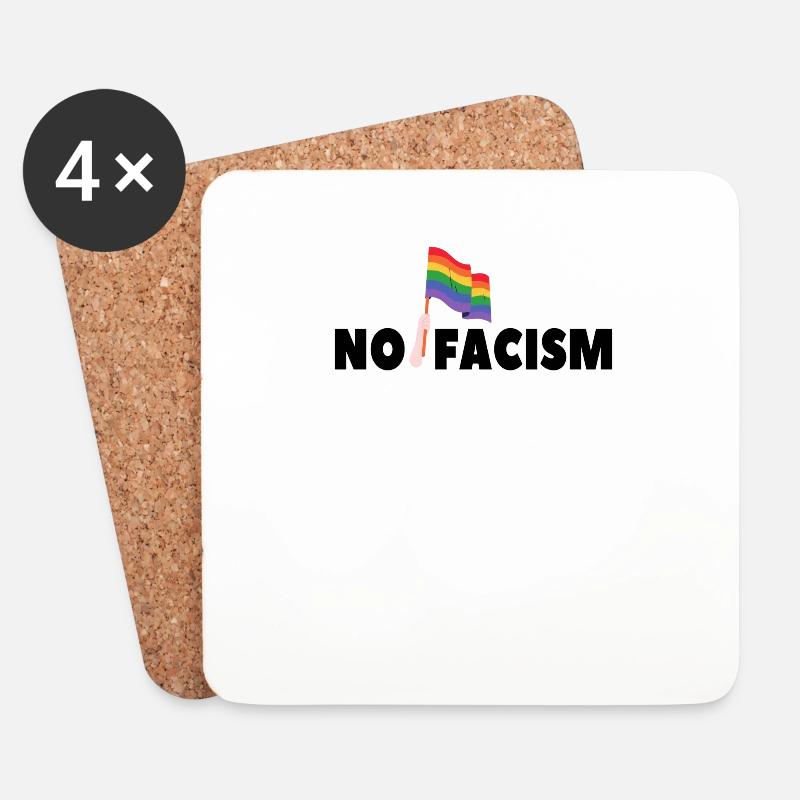 Faschismus Rassismus LGBTQ Regenbogen Geschenk - Untersetzer (4er-Set) - Weiß