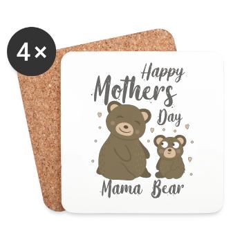 Happy Mothers Day Mama Bear cadeau pour la fête des mères - Dessous de verre (lot de 4) - blanc - Devant