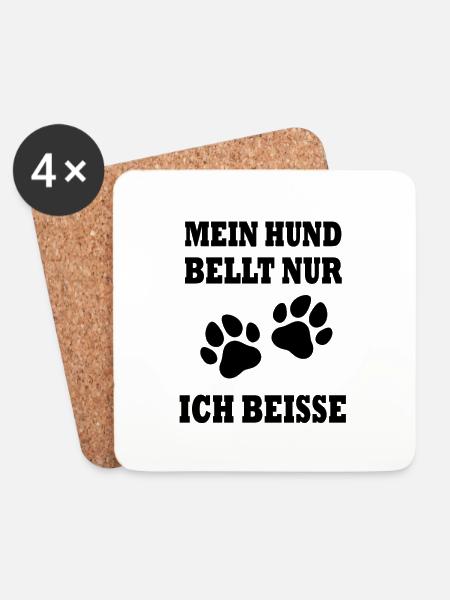 Hundebesitzer Lustiger Spruch Hund Geschenkidee - Untersetzer (4er-Set) - Weiß