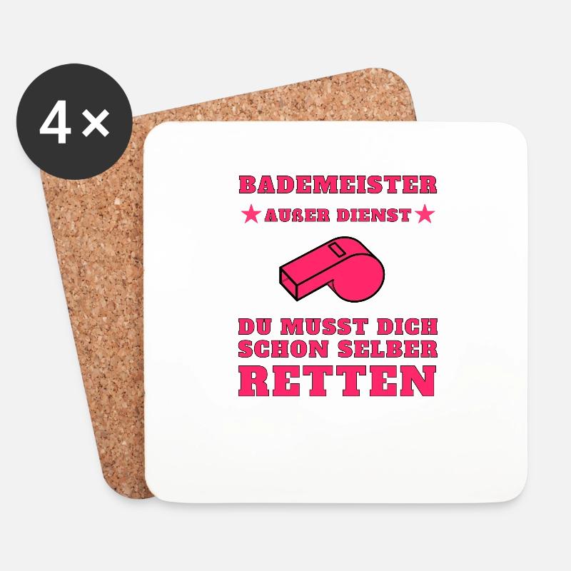 Bademeister Schwimmbad hallenbad freibad geschenk - Untersetzer (4er-Set) - Weiß
