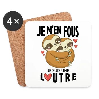 Je M'en Fous Je Suis Une Loutre Humour Cadeau - Dessous de verre (lot de 4) - blanc - Devant