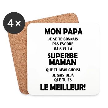 Annonce grossesse Cadeau Futur Papa Future Maman - Dessous de verre (lot de 4) - blanc - Devant