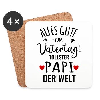Alles Gute zum Vatertag bester Papa tollster Papi - Untersetzer (4er-Set) - Weiß - Vorne