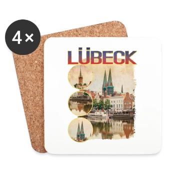 Lübeck Germany City Skyline Home Love - Coasters (set of 4) - white - Front