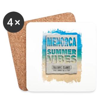 Menorca Spain Summer Sun Beach Sea Palm Trees - Coasters (set of 4) - white - Front