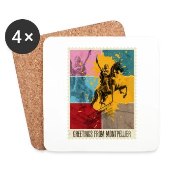 Montpellier Frankreich Stadt Skyline Briefmarke - Untersetzer (4er-Set) - Weiß - Vorne