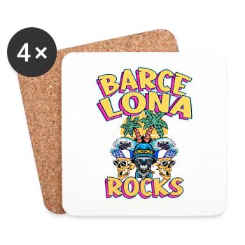 Barcelona Sommer Sonne Strand Palmen Totenkopf - Untersetzer (4er-Set) - Weiß - Vorne