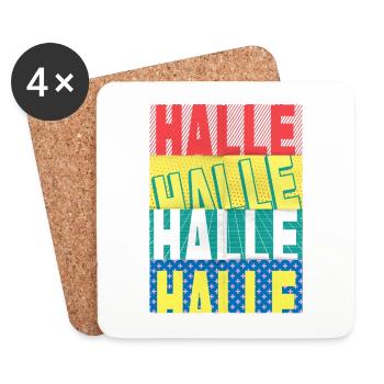 Halle Allemagne City Font Skyline Accueil - Dessous de verre (lot de 4) - blanc - Devant