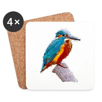 Hummingbird Bird Animal Art Watercolor Cartoon Colorful - Coasters (set of 4) - white - Front