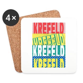 Krefeld Deutschland Stadt Schrift Skyline - Untersetzer (4er-Set) - Weiß - Vorne