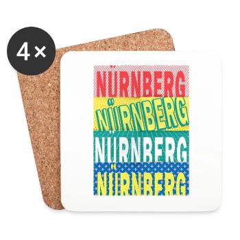 Nürneberg Allemagne City Font Skyline - Dessous de verre (lot de 4) - blanc - Devant