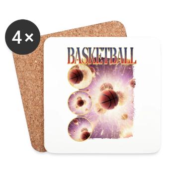 Basketball Basketballer Dunking Sport Vintage - Untersetzer (4er-Set) - Weiß - Vorne