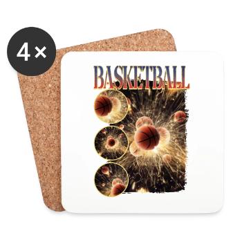 Basketball Basketballer Sport Vintage Retro - Untersetzer (4er-Set) - Weiß - Vorne