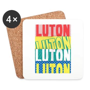 Luton Angleterre Royaume-Uni City Font Skyline Accueil - Dessous de verre (lot de 4) - blanc - Devant