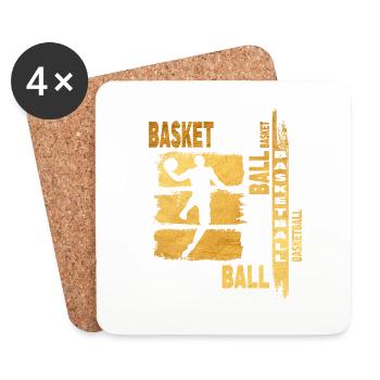 Basketball Gold Basketball Player Grunge Fan - Coasters (set of 4) - white - Front