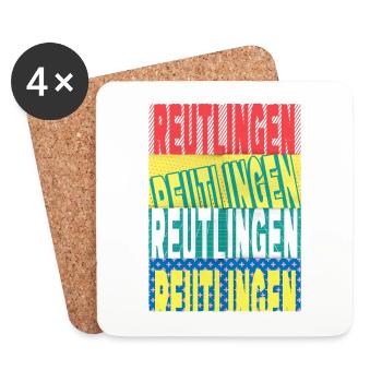 Reutlingen Deutschland Stadt Schrift Skyline - Untersetzer (4er-Set) - Weiß - Vorne