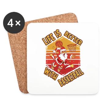 Basketball Père Noël Joueur Vintage Rétro - Dessous de verre (lot de 4) - blanc - Devant