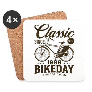Fan De Vélo 1988 35 Ans Anniversaire Cycliste - Dessous de verre (lot de 4) - blanc - Devant