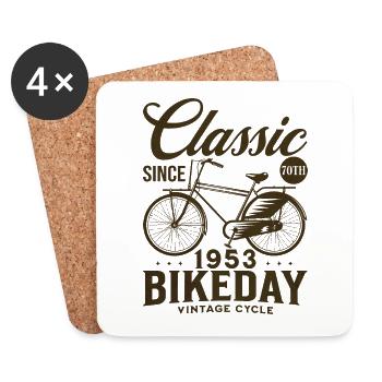 Fan De Vélo 1953 70 Ans Anniversaire Cycliste - Dessous de verre (lot de 4) - blanc - Devant