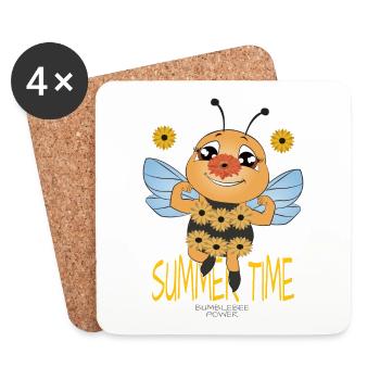 Spring, Summer, Bumblebee, Flowers, Beekeeper Gift - Coasters (set of 4) - white - Front