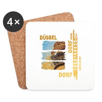 Düsseldorf Skyline Gold Deutschland Stadt Grunge - Untersetzer (4er-Set) - Weiß - Vorne