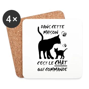 le Chat qui Commande - Dessous de verre (lot de 4) - blanc - Devant